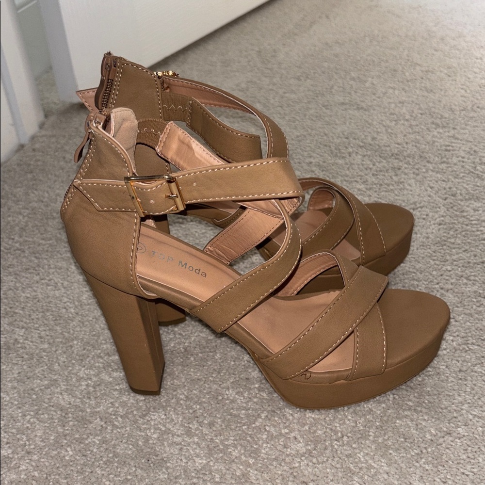 Top Moda Tan Heels - Picture 3 of 5